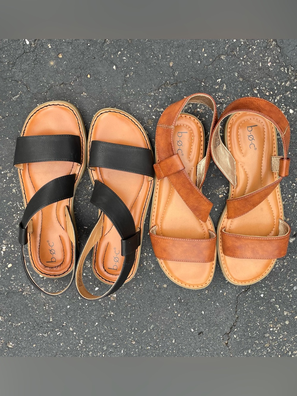 b.o.c. TWO PAIR! Women’s Kacee Slip-on Sandals in Black and Brown